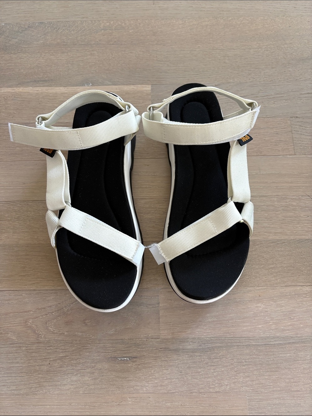 Teva Women's Cream and Black Adjustable Sport Sandals